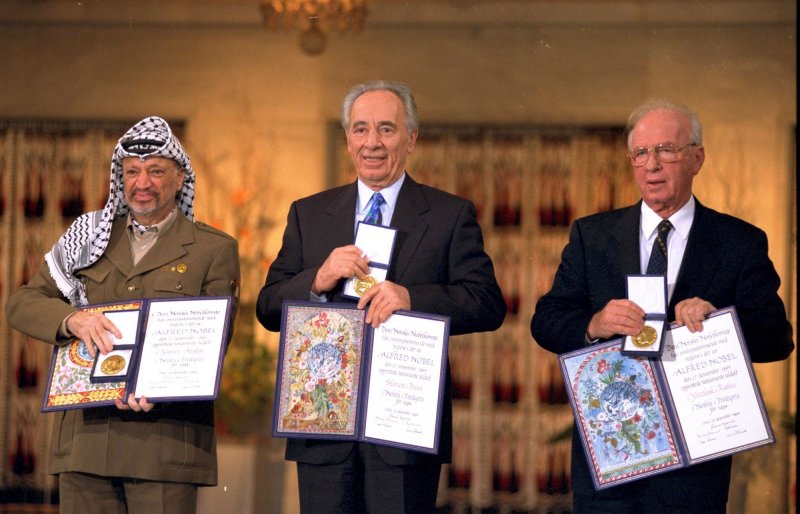 1994 - Two Israelis and a Palestinian Share the Nobel Peace Prize