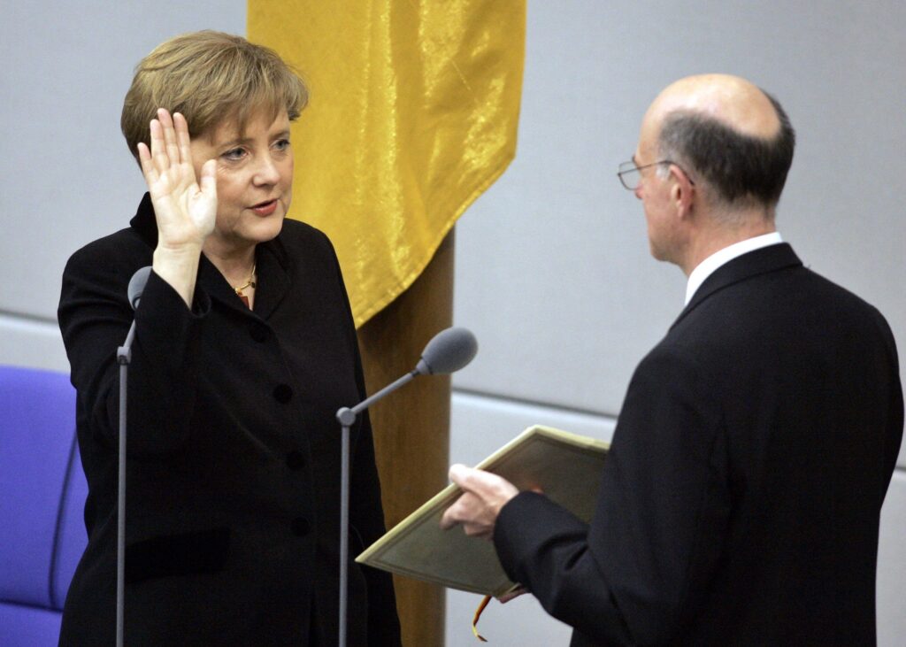 2005 Angela Merkel takes office as German Chancellor