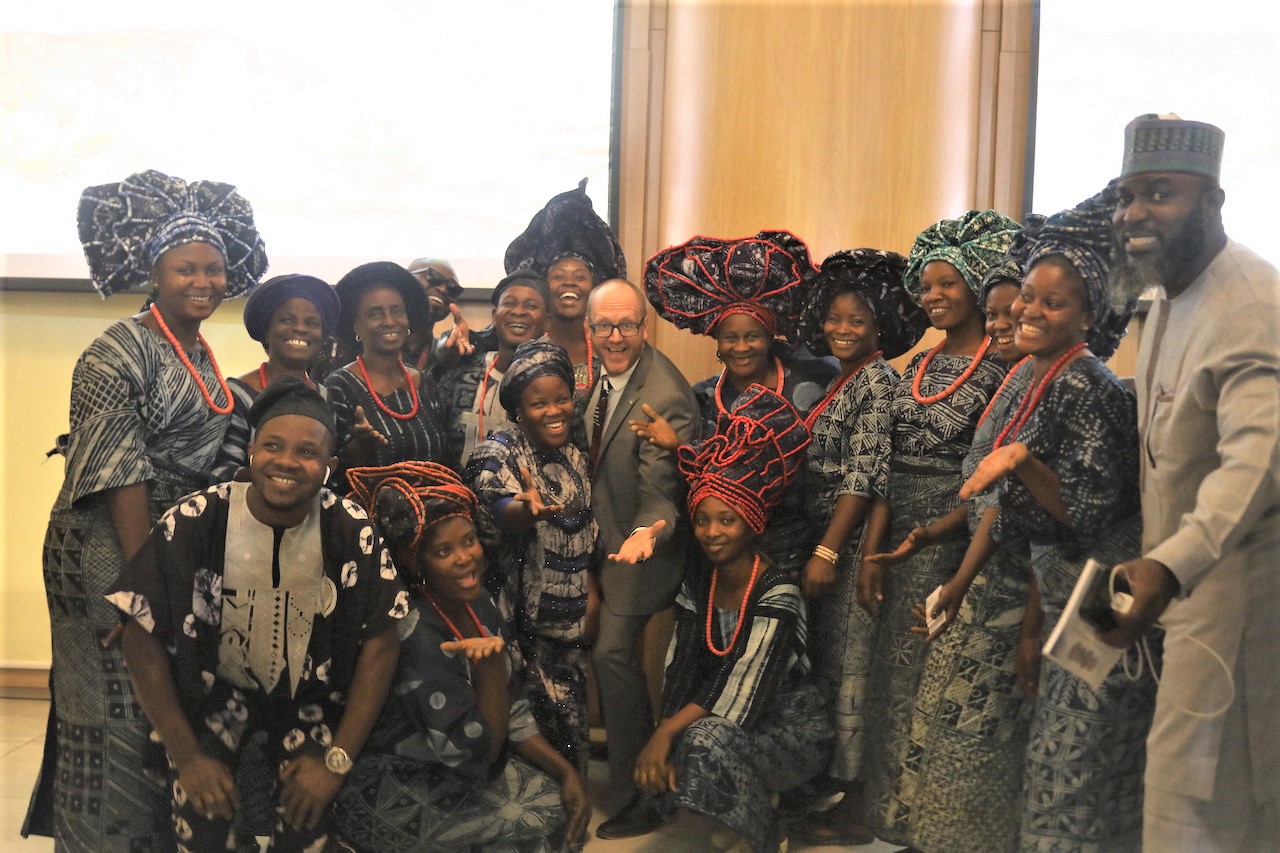 U.S. Consul General Will Stevens with some staff of the Osun Osogbo Sacred Grove