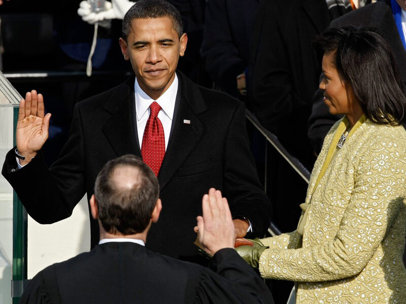 2009 Barack Obama is sworn in as U.S. president