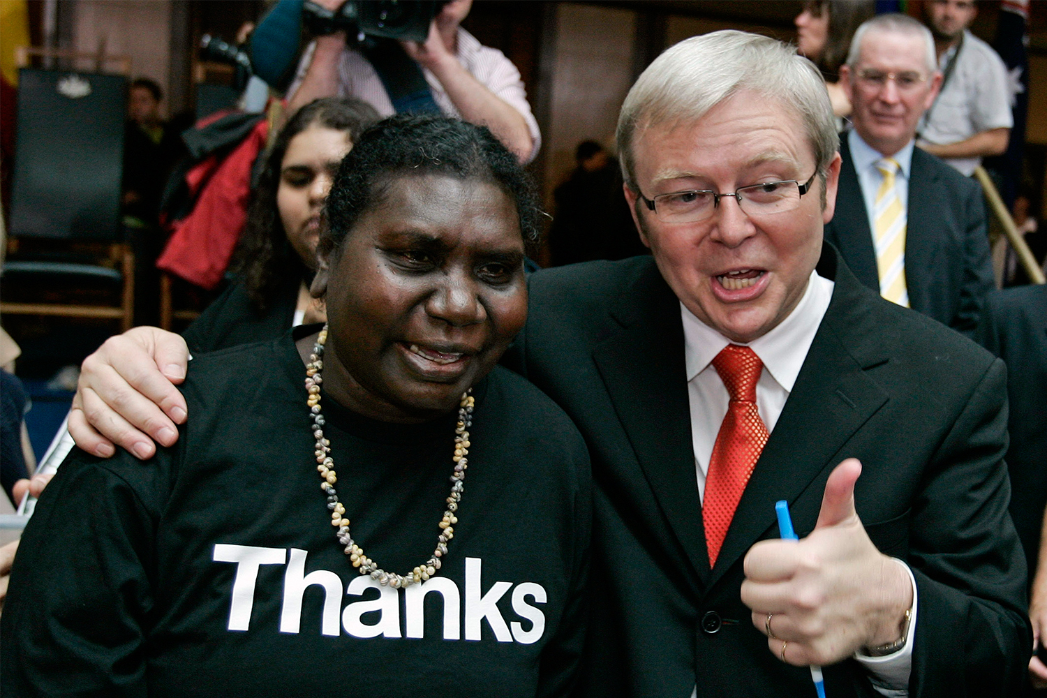 2008 Australian Prime Minister Kevin Rudd apologizes to Indigenous Australians for the “stolen generations”