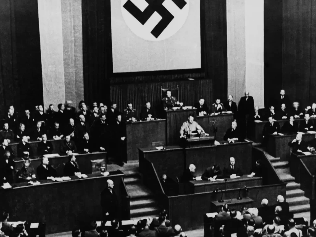 1933 The Enabling Act of 1933 grants Adolf Hitler dictatorial powers in Germany