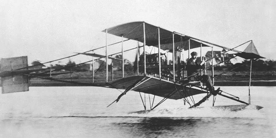 1910 The first seaplane in history takes off