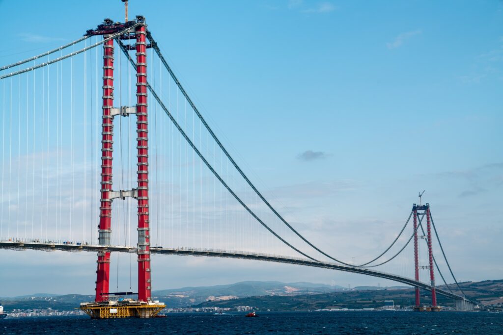 1998 The world's largest suspension bridge opens to traffic