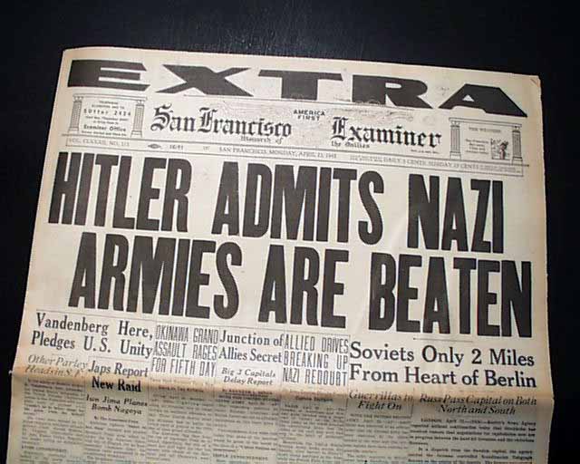 1945 Adolf Hitler admits defeat