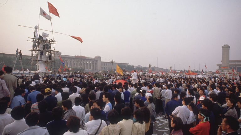 1989 Thousands of students begin a hunger strike on Tiananmen Square in Beijing