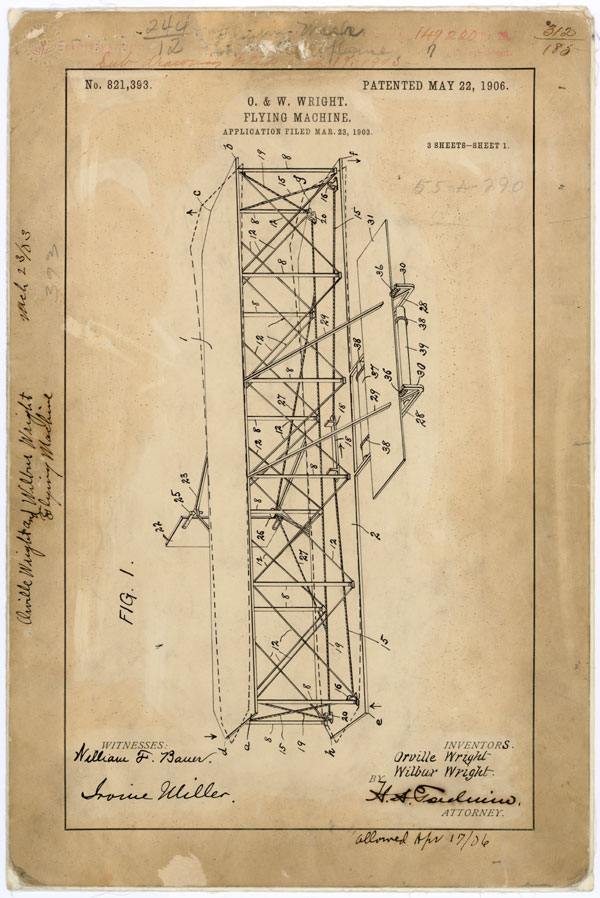1906 The Wright brothers' flying machine is patented